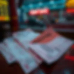 Illustration of lottery tickets and betting slips