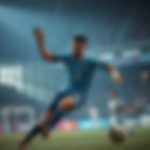 Exciting moment of a national football team match
